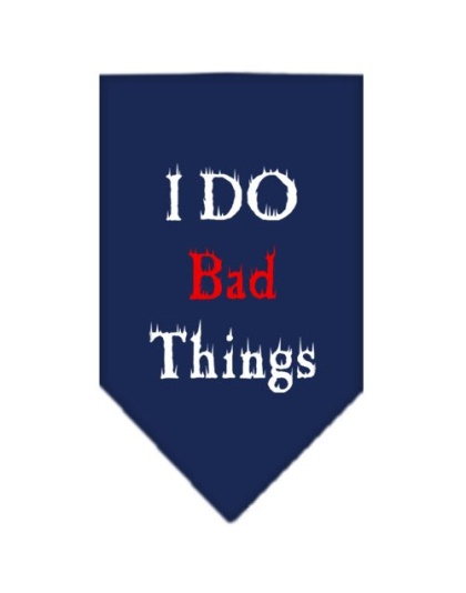 I Do Bad Things Screen Print Bandana Navy Blue Large