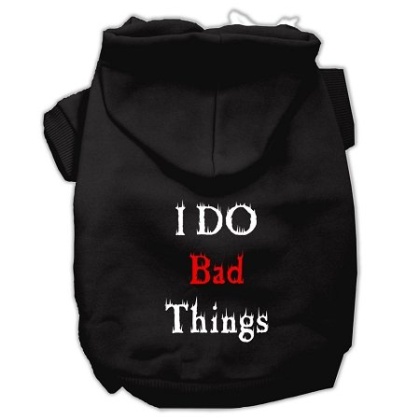 I Do Bad Things Screen Print Pet Hoodies Black L