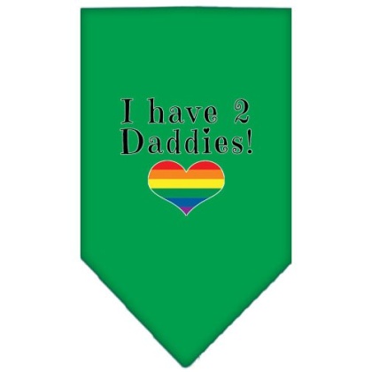 I Have 2 Daddies Screen Print Bandana Emerald Green Large