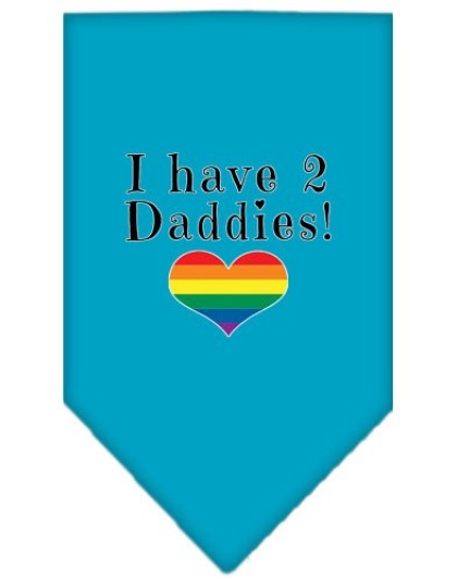 I Have 2 Daddies Screen Print Bandana Turquoise Large