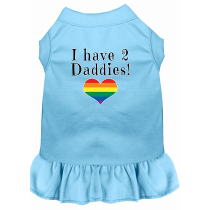 I have 2 Daddies Screen Print Dog Dress Baby Blue 4X