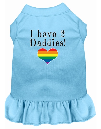 I have 2 Daddies Screen Print Dog Dress Baby Blue 4X