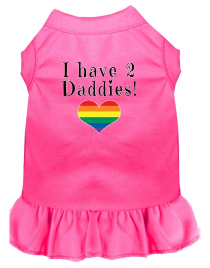 I have 2 Daddies Screen Print Dog Dress Bright Pink 4X