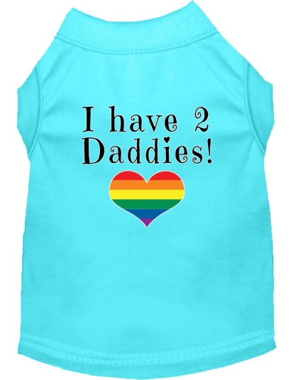 I have 2 Daddies Screen Print Dog Shirt Aqua Lg