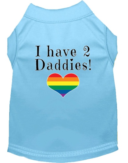 I have 2 Daddies Screen Print Dog Shirt Baby Blue Lg