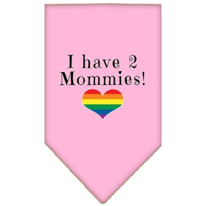 I Have 2 Mommies Screen Print Bandana Light Pink Large