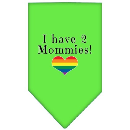 I Have 2 Mommies Screen Print Bandana Lime Green Large