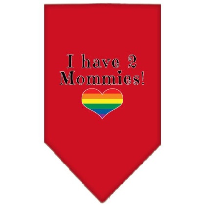 I Have 2 Mommies Screen Print Bandana Red Large