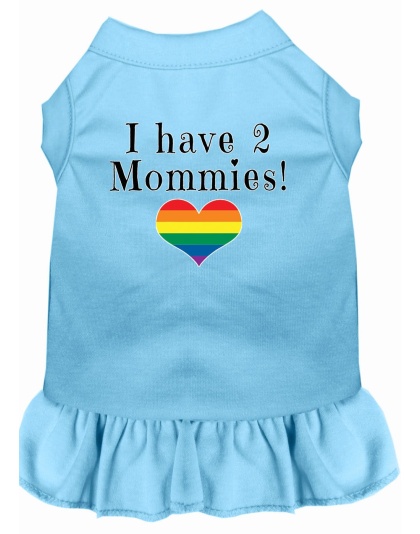 I Have 2 Mommies Screen Print Dog Dress Baby Blue 4X