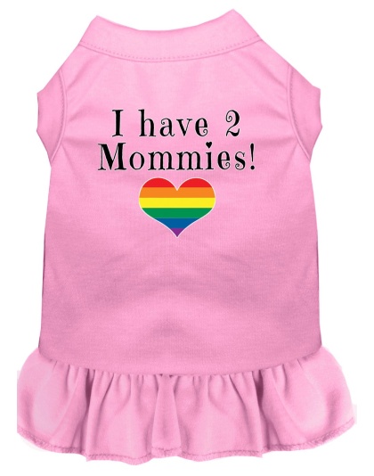 I Have 2 Mommies Screen Print Dog Dress Light Pink 4X
