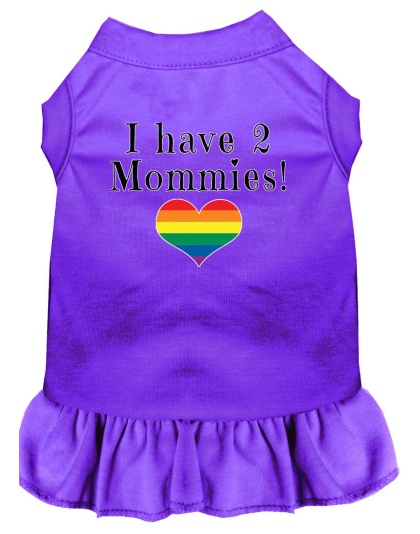 I Have 2 Mommies Screen Print Dog Dress Purple 4X