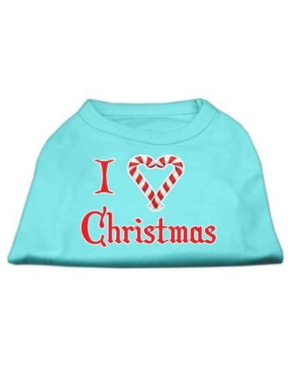 I Heart Christmas Screen Print Shirt Aqua Lg