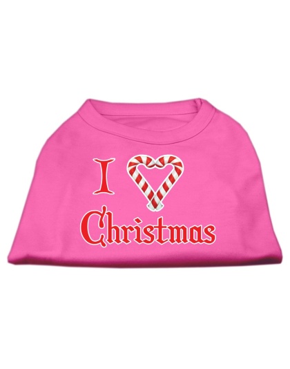 I Heart Christmas Screen Print Shirt Bright Pink Lg