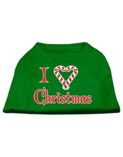 I Heart Christmas Screen Print Shirt Emerald Green Lg