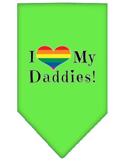 I Heart my Daddies Screen Print Bandana Lime Green Large