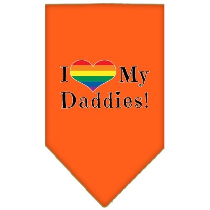 I Heart my Daddies Screen Print Bandana Orange Large