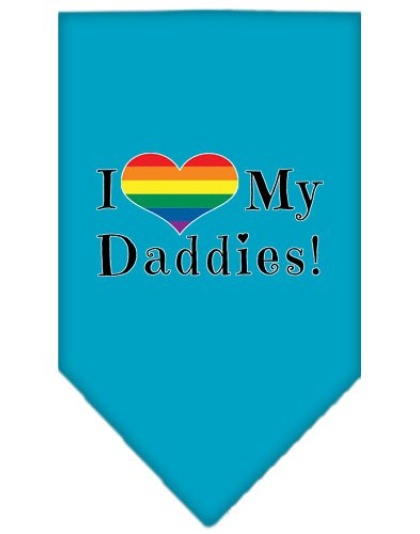 I Heart my Daddies Screen Print Bandana Turquoise Large