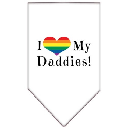 I Heart my Daddies Screen Print Bandana White Large