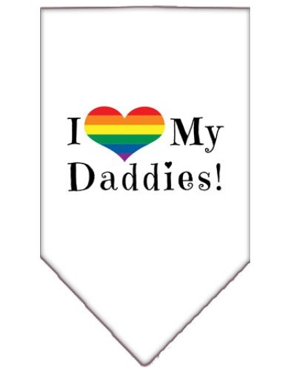 I Heart my Daddies Screen Print Bandana White Large