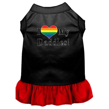 I Heart my Daddies Screen Print Dog Dress Black with Red Lg