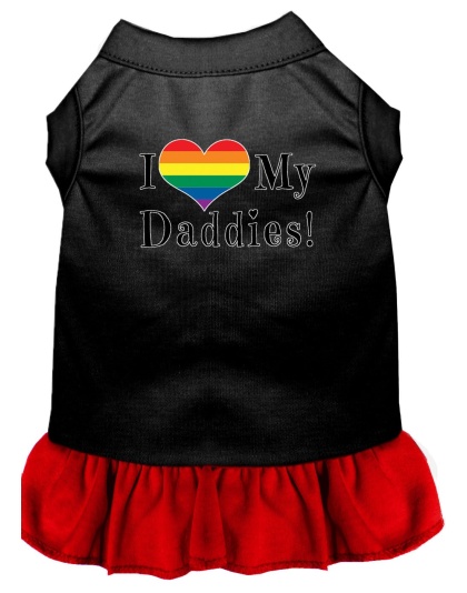 I Heart my Daddies Screen Print Dog Dress Black with Red Lg