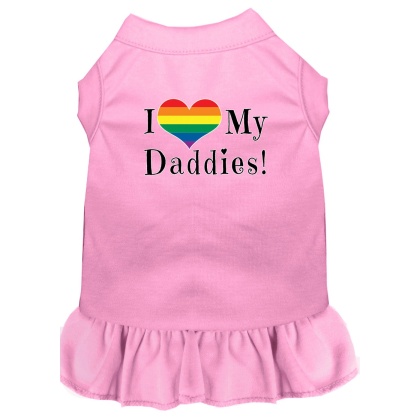 I Heart my Daddies Screen Print Dog Dress Light Pink 4X