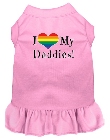 I Heart my Daddies Screen Print Dog Dress Light Pink 4X