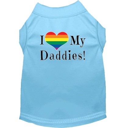 I heart my Daddies Screen Print Dog Shirt Baby Blue Lg