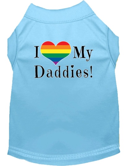 I heart my Daddies Screen Print Dog Shirt Baby Blue Lg