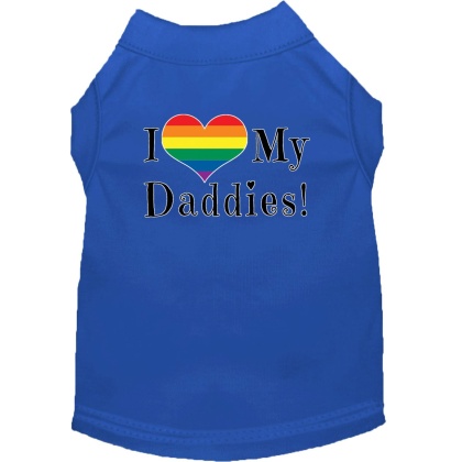 I heart my Daddies Screen Print Dog Shirt Blue Lg