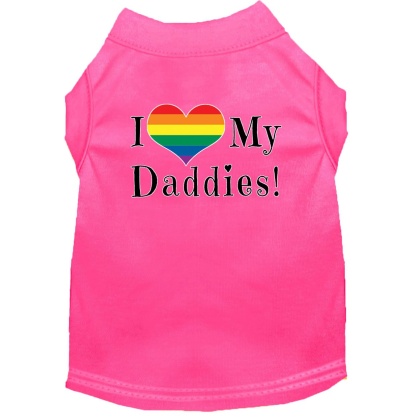 I heart my Daddies Screen Print Dog Shirt Bright Pink Lg
