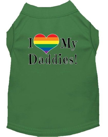 I heart my Daddies Screen Print Dog Shirt Green Lg