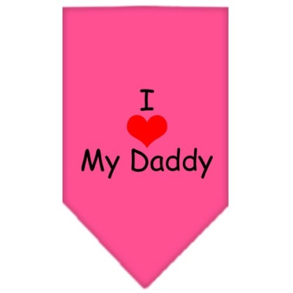 I Heart My Daddy Screen Print Bandana Bright Pink Large