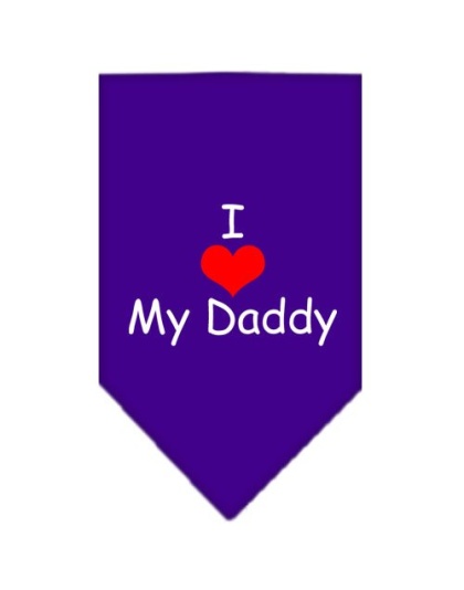 I Heart My Daddy Screen Print Bandana Purple Large