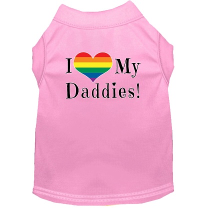 I heart my Daddies Screen Print Dog Shirt Light Pink Lg