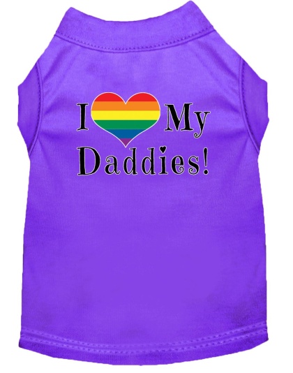 I heart my Daddies Screen Print Dog Shirt Purple Lg