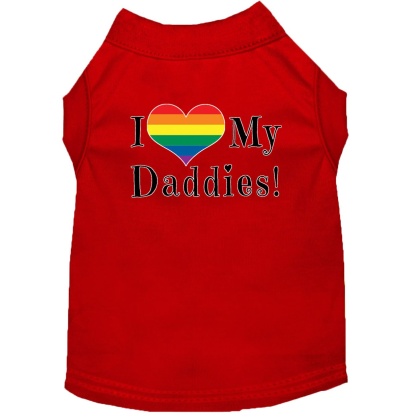 I heart my Daddies Screen Print Dog Shirt Red Lg