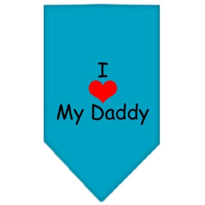 I Heart My Daddy Screen Print Bandana Turquoise Large