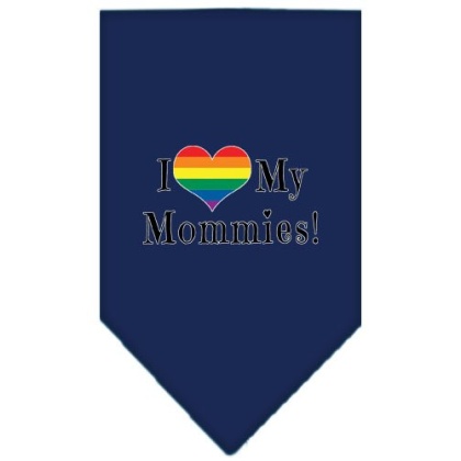 I heart my Mommies Screen Print Bandana Navy Blue large