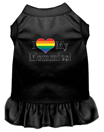 I Heart my Mommies Screen Print Dog Dress Black 4X