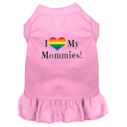 I Heart my Mommies Screen Print Dog Dress Light Pink 4X