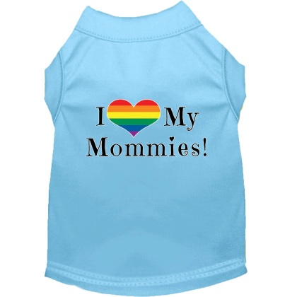 I Heart my Mommies Screen Print Dog Shirt Baby Blue Lg
