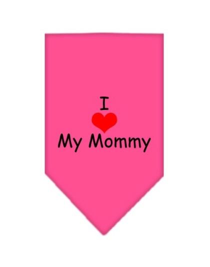 I Heart My Mommy Screen Print Bandana Bright Pink Large