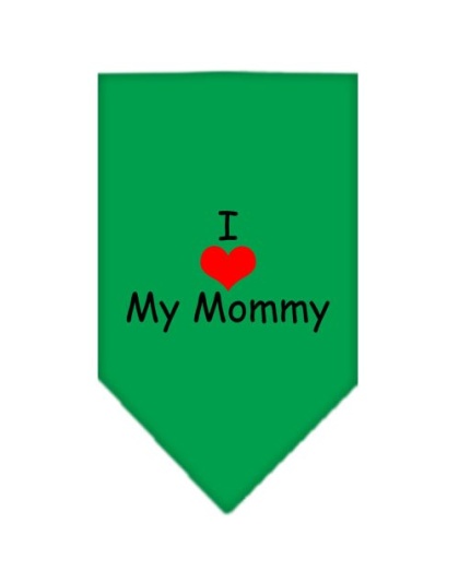 I Heart My Mommy Screen Print Bandana Emerald Green Large