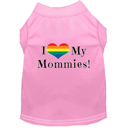 I Heart my Mommies Screen Print Dog Shirt Light Pink Lg