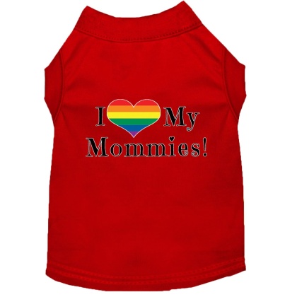 I Heart my Mommies Screen Print Dog Shirt Red Lg