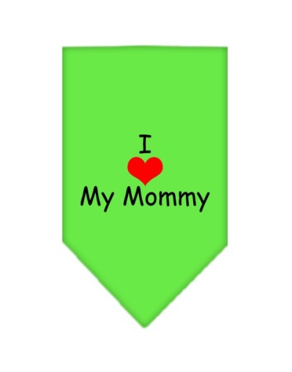 I Heart My Mommy Screen Print Bandana Lime Green Large