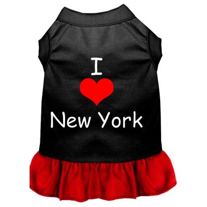 I Heart New York Screen Print Dress Black with Red Lg