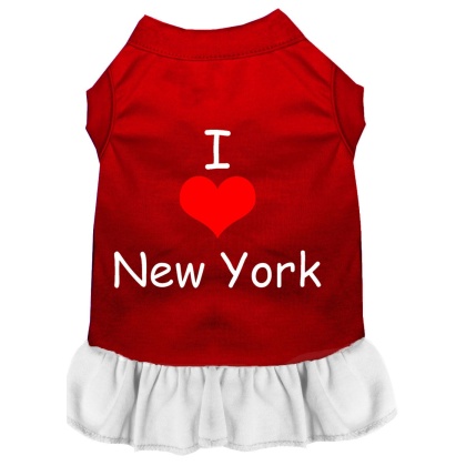 I Heart New York Screen Print Dress Red with White Lg