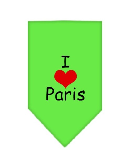 I Heart Paris Screen Print Bandana Lime Green Large